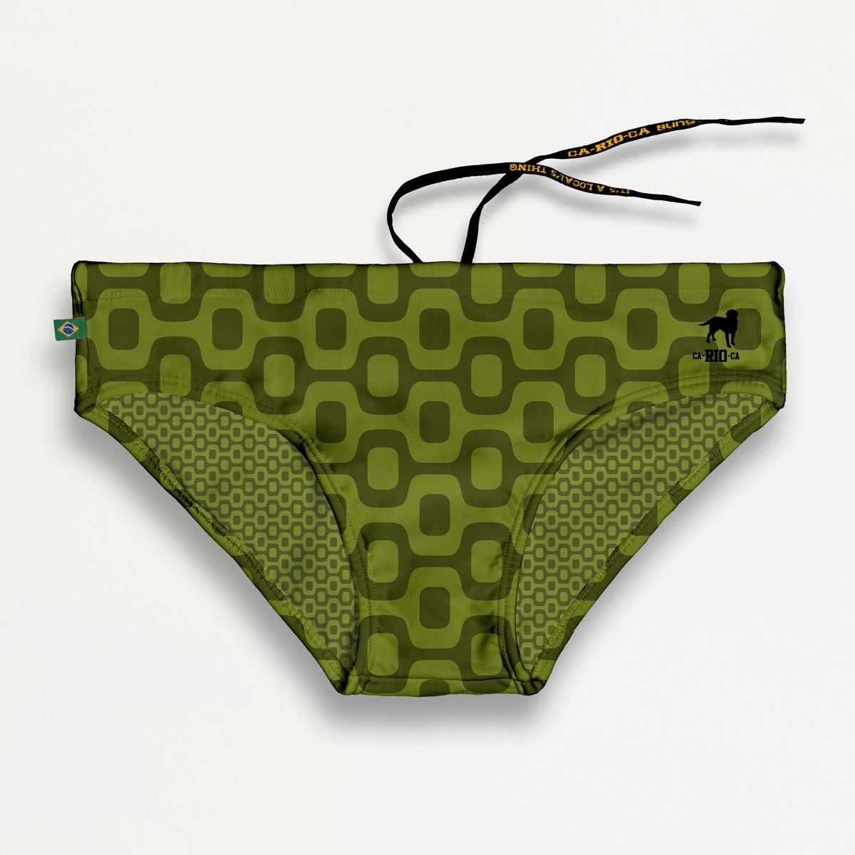 CA-RIO-CA OLIVE GREEN PAVEMENT SUNGA in Brief & Classic cut - Men's Designer Swimwear