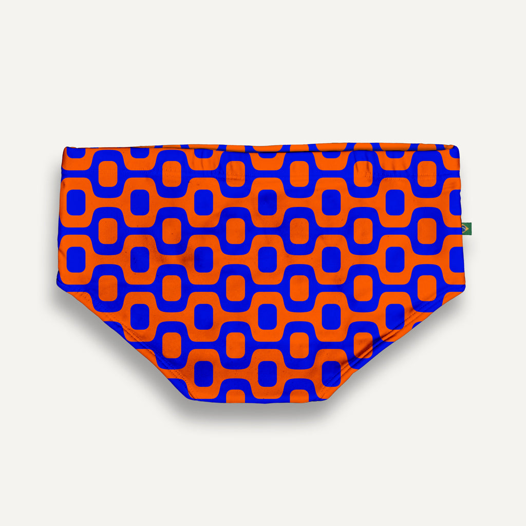 CA-RIO-CA ORANGE & BLUE PAVEMENT SUNGA in Brief & Classic cut - Men's Designer Swimwear