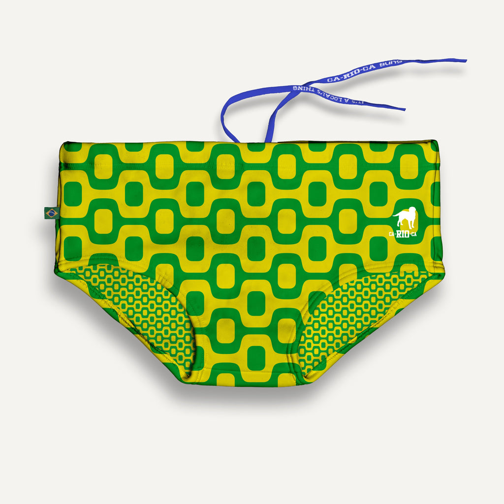 CA-RIO-CA GREEN & YELLOW PAVEMENT SUNGA in Brief & Classic cut - Men's Designer Swimwear