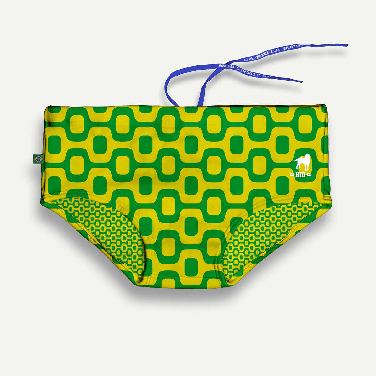 CA-RIO-CA GREEN & YELLOW PAVEMENT SUNGA in Brief & Classic cut - Men's Designer Swimwear