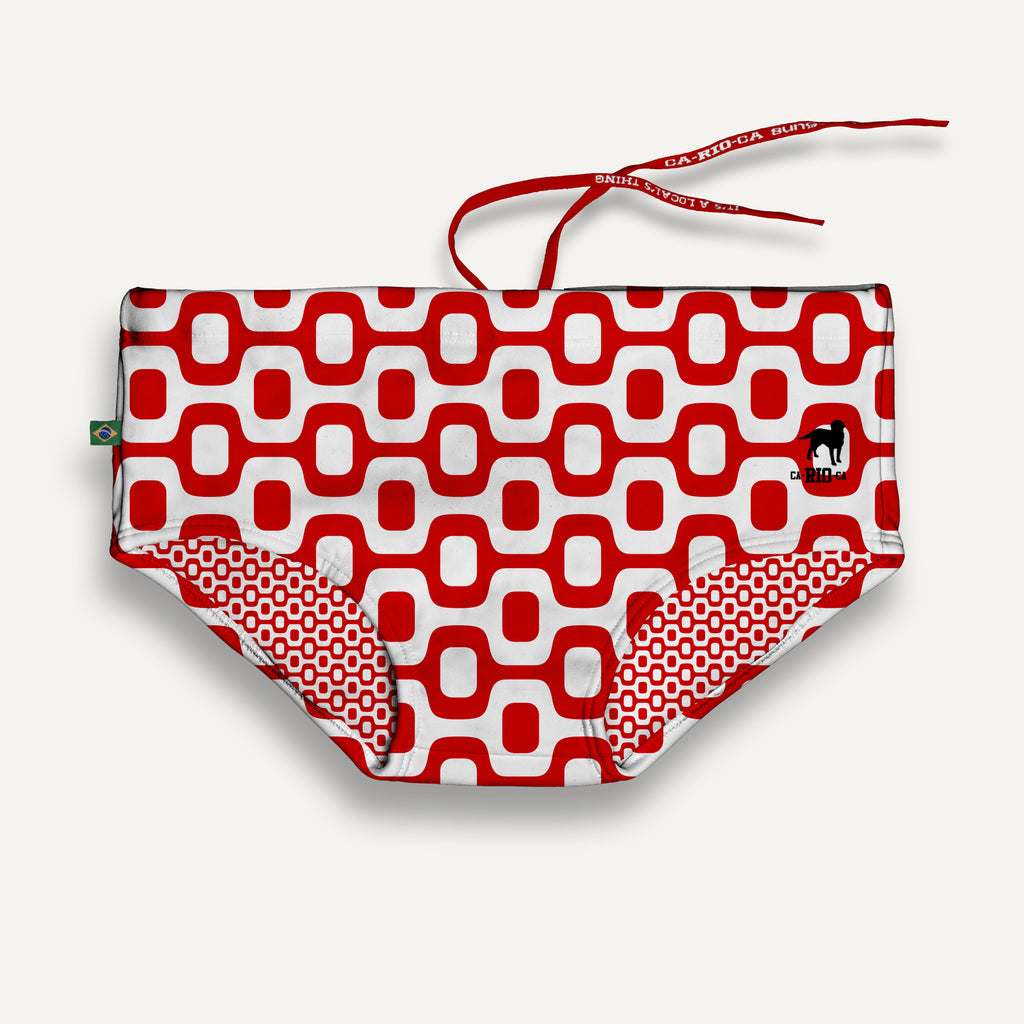 CA-RIO-CA RED & WHITE  PAVEMENT SUNGA in Brief & Classic cut - Men's Designer Swimwear