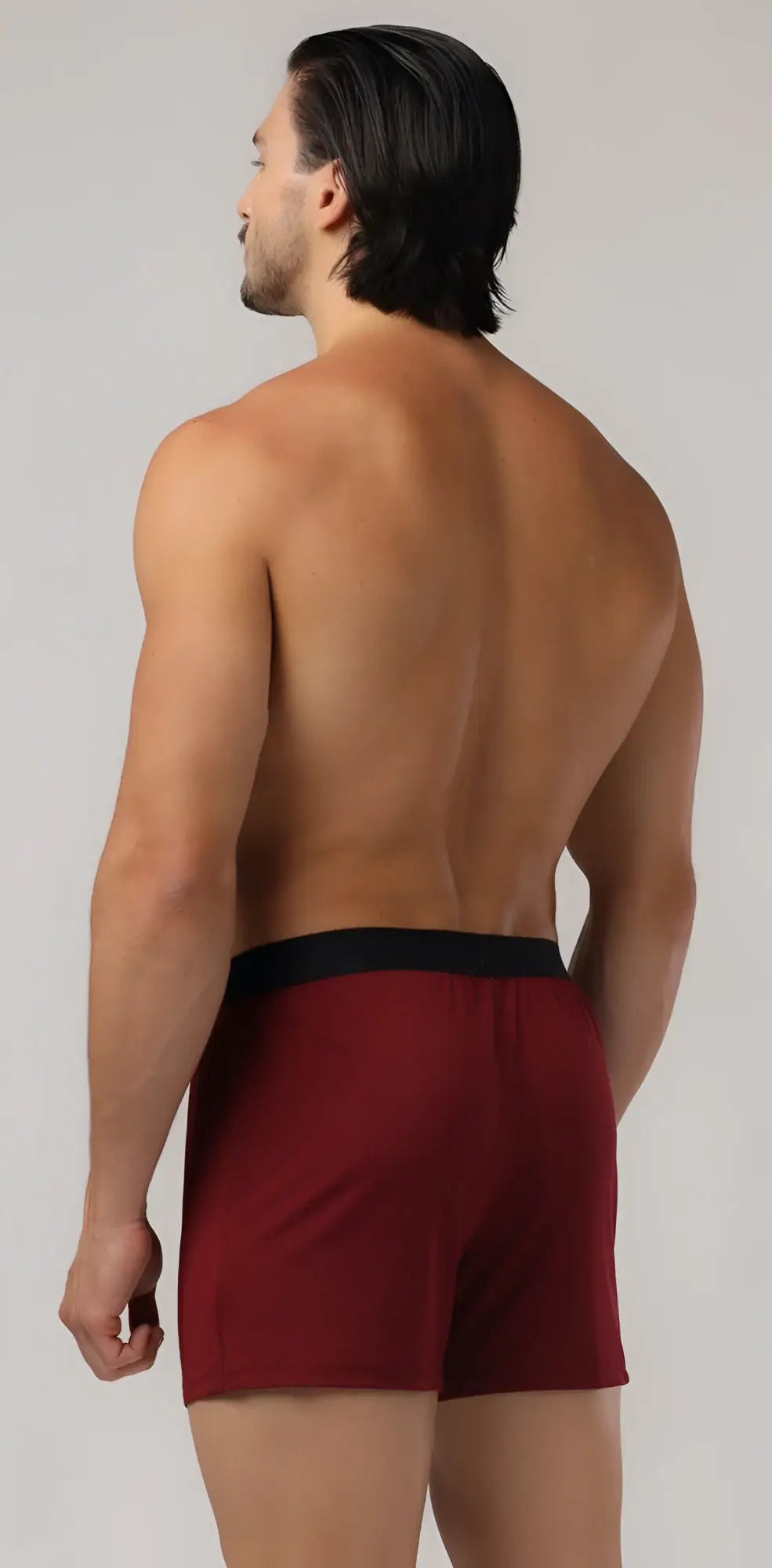 Modern boxer maroon boxer briefs with black elastic waistband designed for comfortable everyday wear