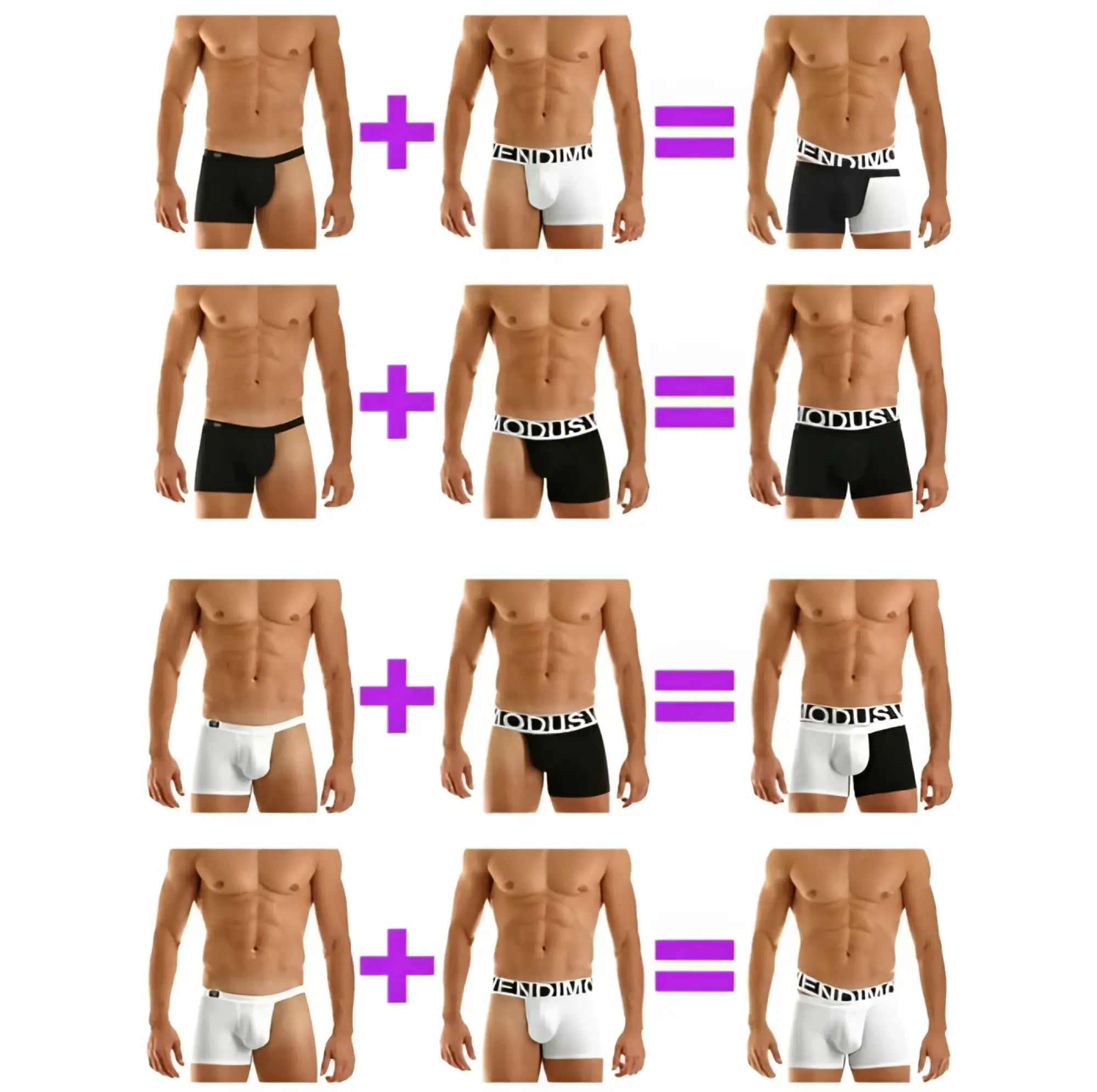 Black and white modus vivendi twin mini boxer briefs with contrasting waistband and brand logo size l