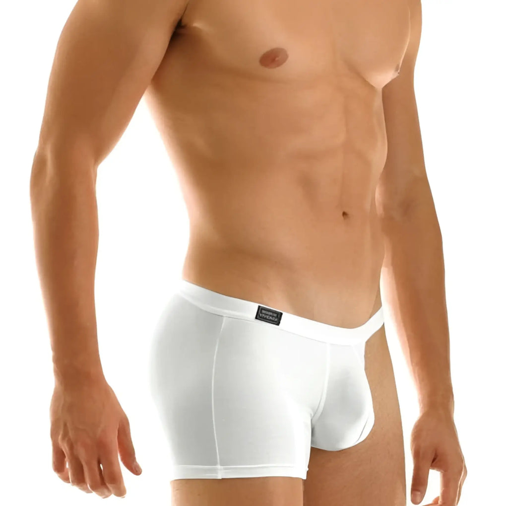 White cotton Modus Vivendi twin mini boxer briefs size L with sleek form-fitting design and subtle waistband label