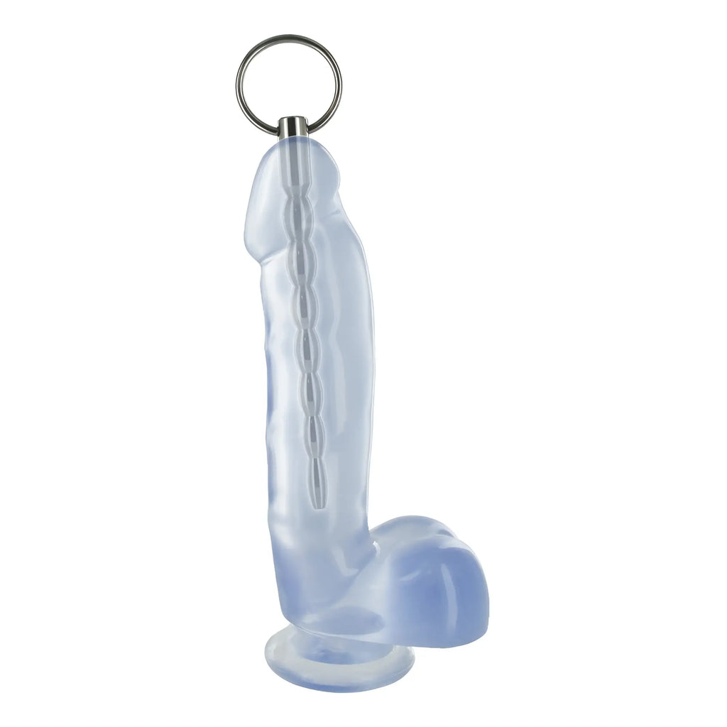 Transparent blue silicone keychain with metallic ring from the mortal coil cum-thru sound product line