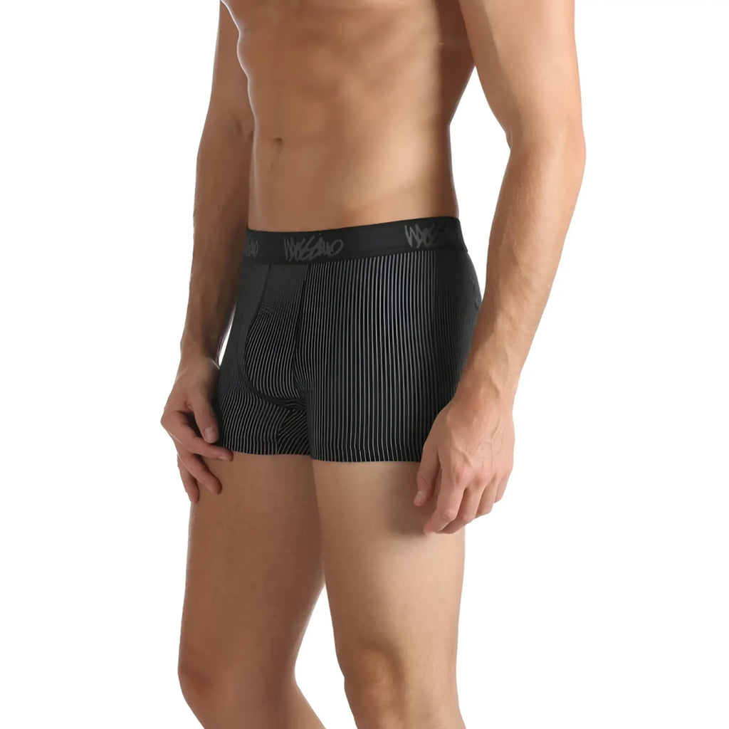 Mossimo ricky trunk underwear black size m with black pinstripe briefs and matching wesbro logo waistband