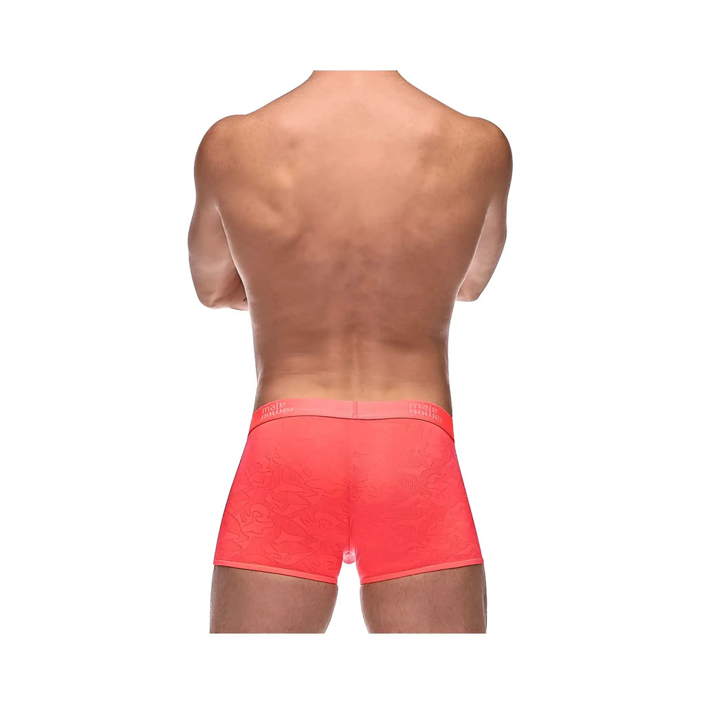 Bright coral boxer briefs mp impressions short cor sml with subtle embossed pattern and elastic waistband