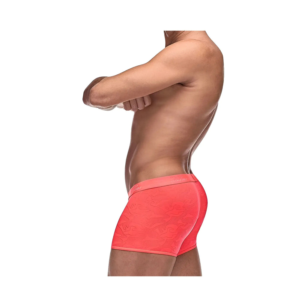 Vibrant coral men’s briefs with subtle textured pattern and elastic waistband mp impressions short cor sml