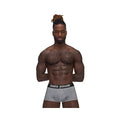 Gray patterned men’s boxer briefs with a black male power waistband in size xl mp sexagon mini short design