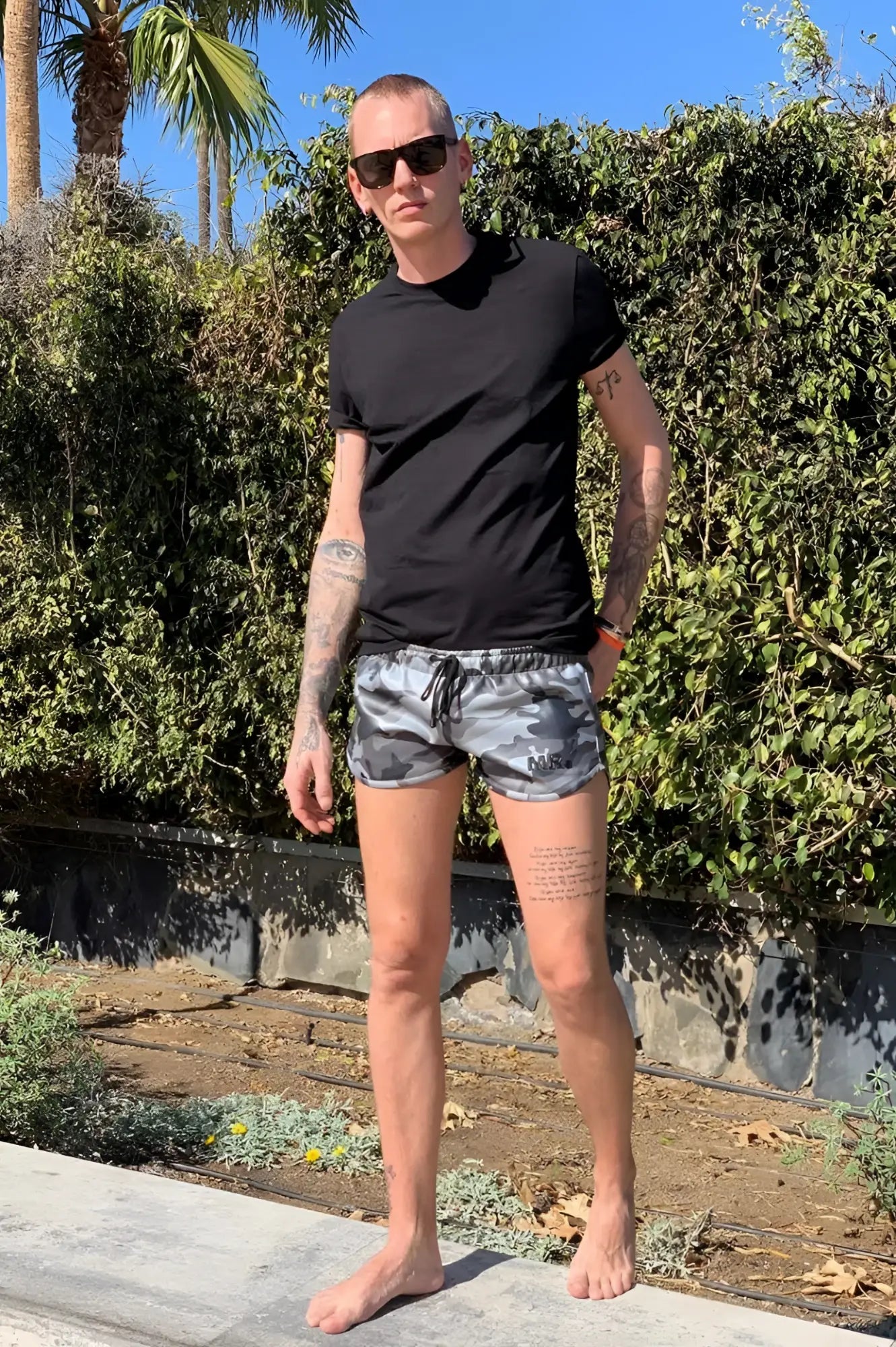 Mr riegillio mr mini shorts camo size m gray and black camouflage patterned shorts with drawstring waistband