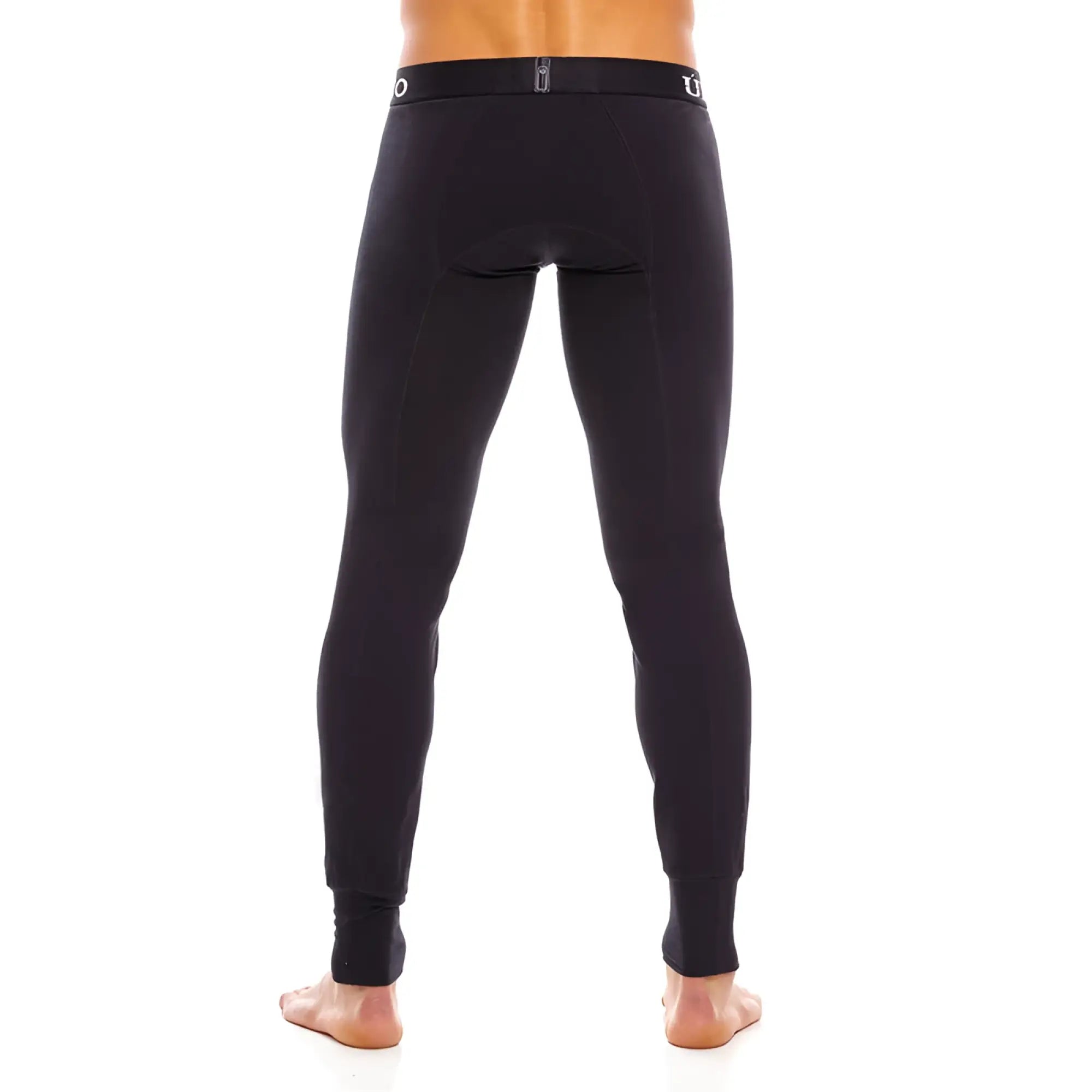 Black mundo unico cold mountain long johns leggings with snug waistband and subtle white branding size one size