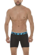 Mundo unico cup alboroto mid boxer brief underwear black with light blue antic waistband size m
