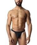 Black blur jockstrap briefs with smooth stretchy fabric and narrow waistband designed for comfortable support
