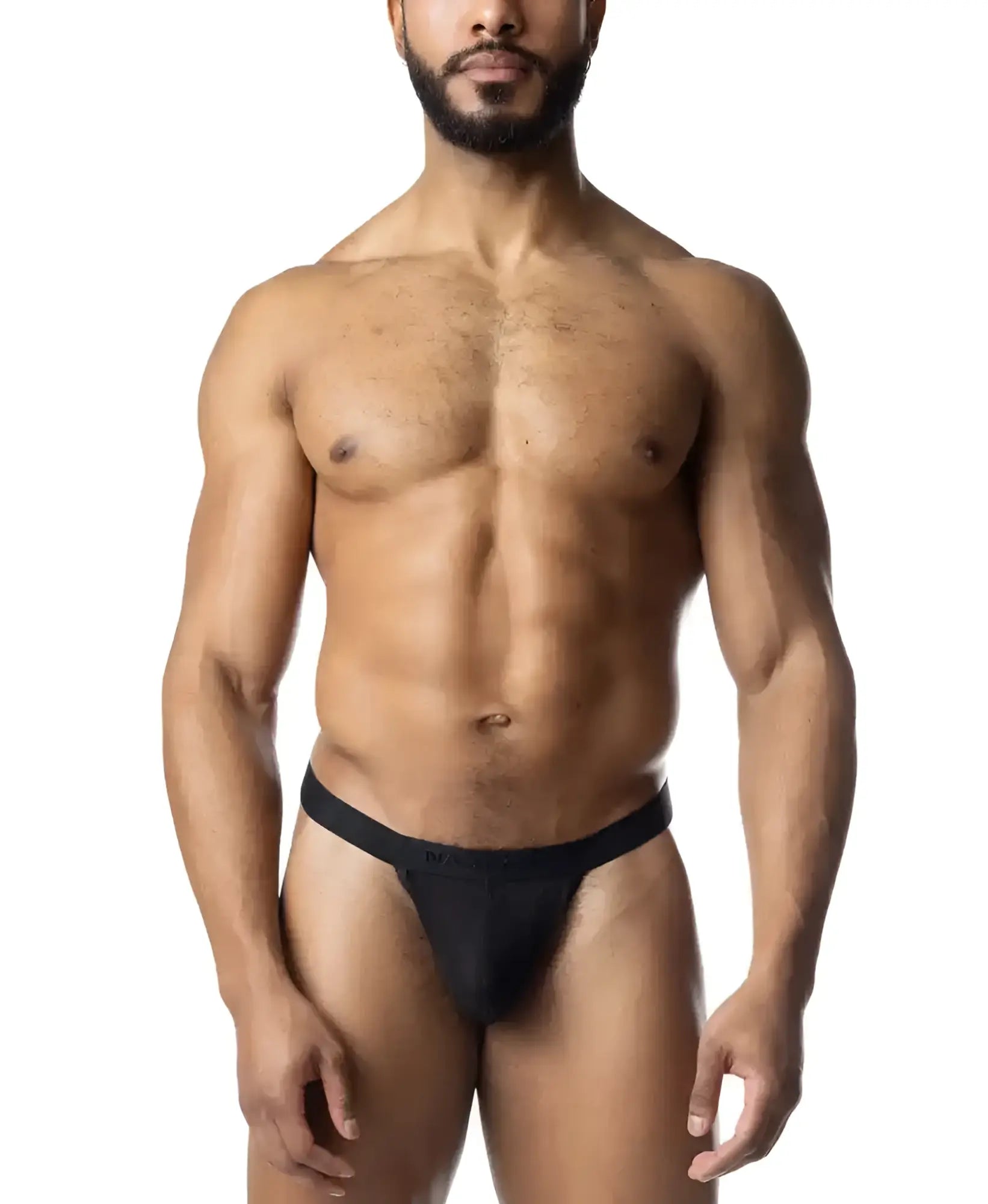 Black blur jockstrap briefs with smooth stretchy fabric and narrow waistband designed for comfortable support