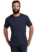Navy athletic tri-blend barefront crew neck t-shirt in navy blue featuring a soft tri-blend fabric for athletic use