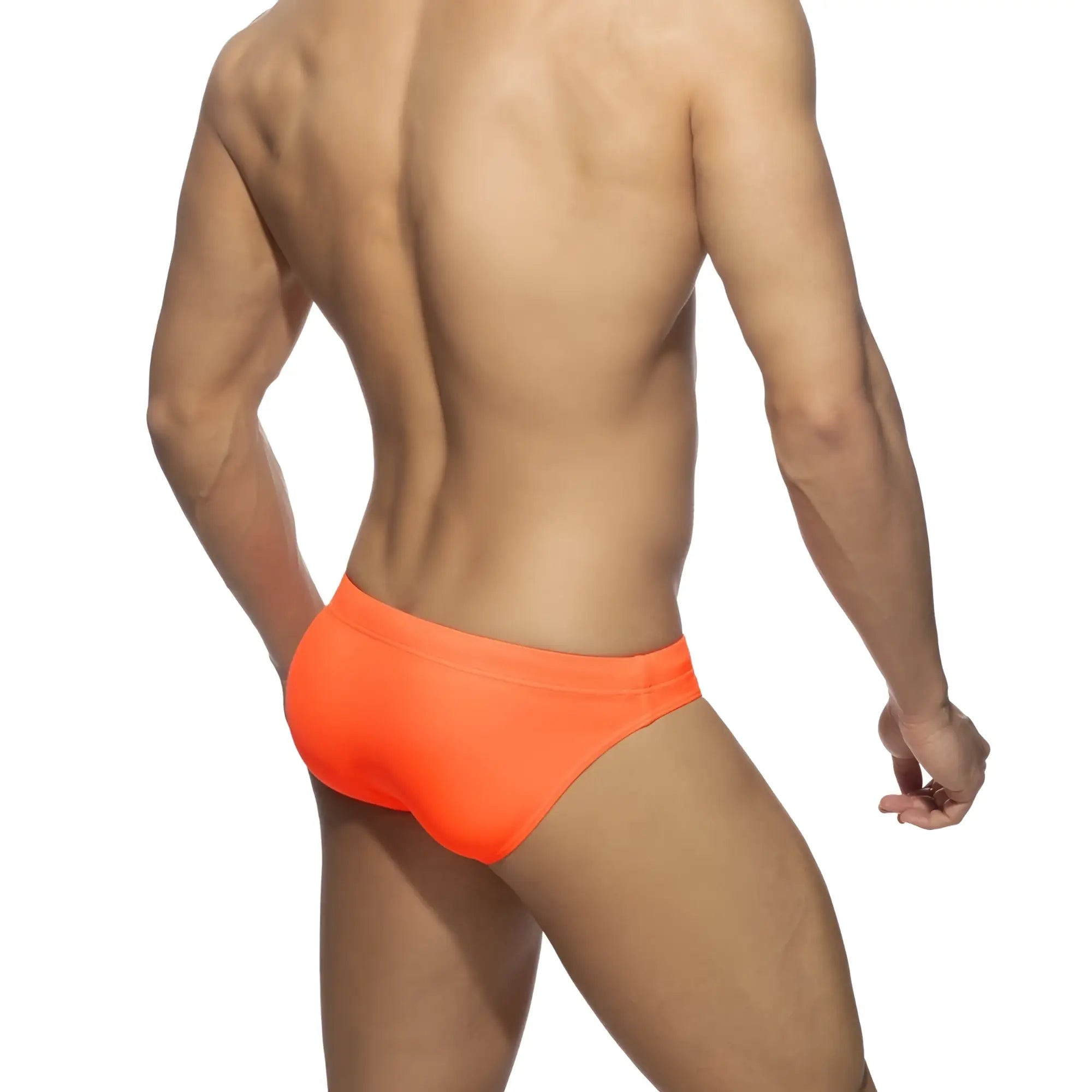 Neon swim bikini bright orange swim trunks with smooth form fitting design perfect for beachwear and swimming
