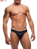 Black shiny faux leather briefs with front zipper from noir zip up pleather bikini collection