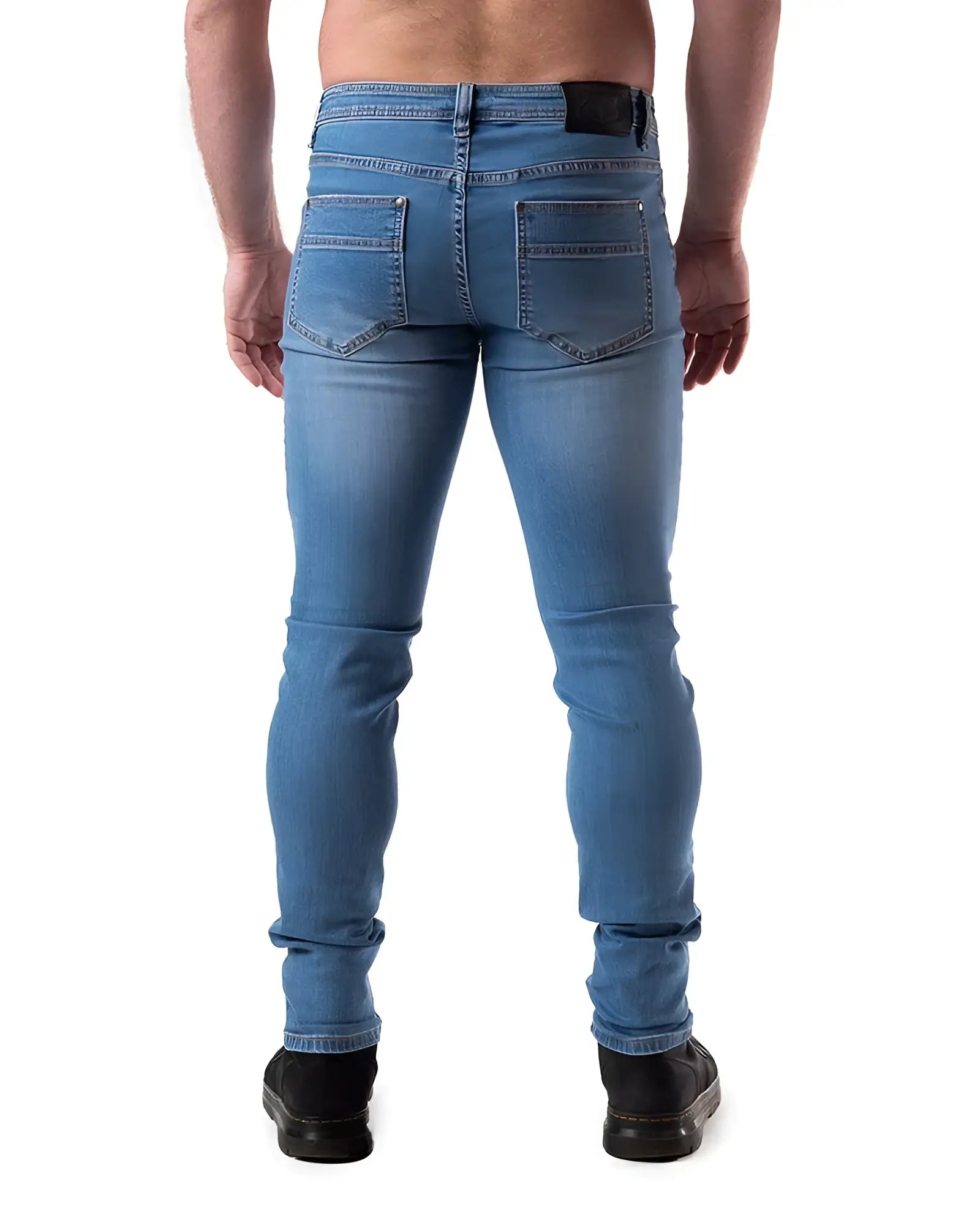 Blue slim fit denim jeans with rolled cuffs from NP JEAN made of durable cotton material