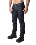Dark indigo slim fit denim jeans with classic five-pocket design from NP JEAN made of durable cotton blend