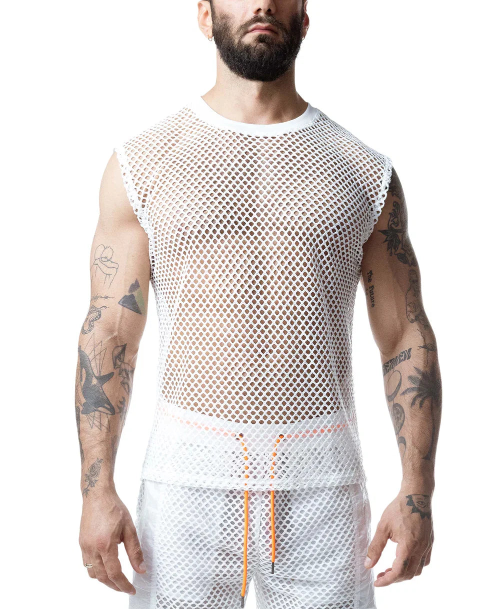 Nasty Pig Hyper Sleeveless Shirt - White/Vibrant Orange