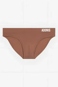 Tan adonis brand nude swim brief with clean minimalist design and smooth fabric for comfortable swimwear use