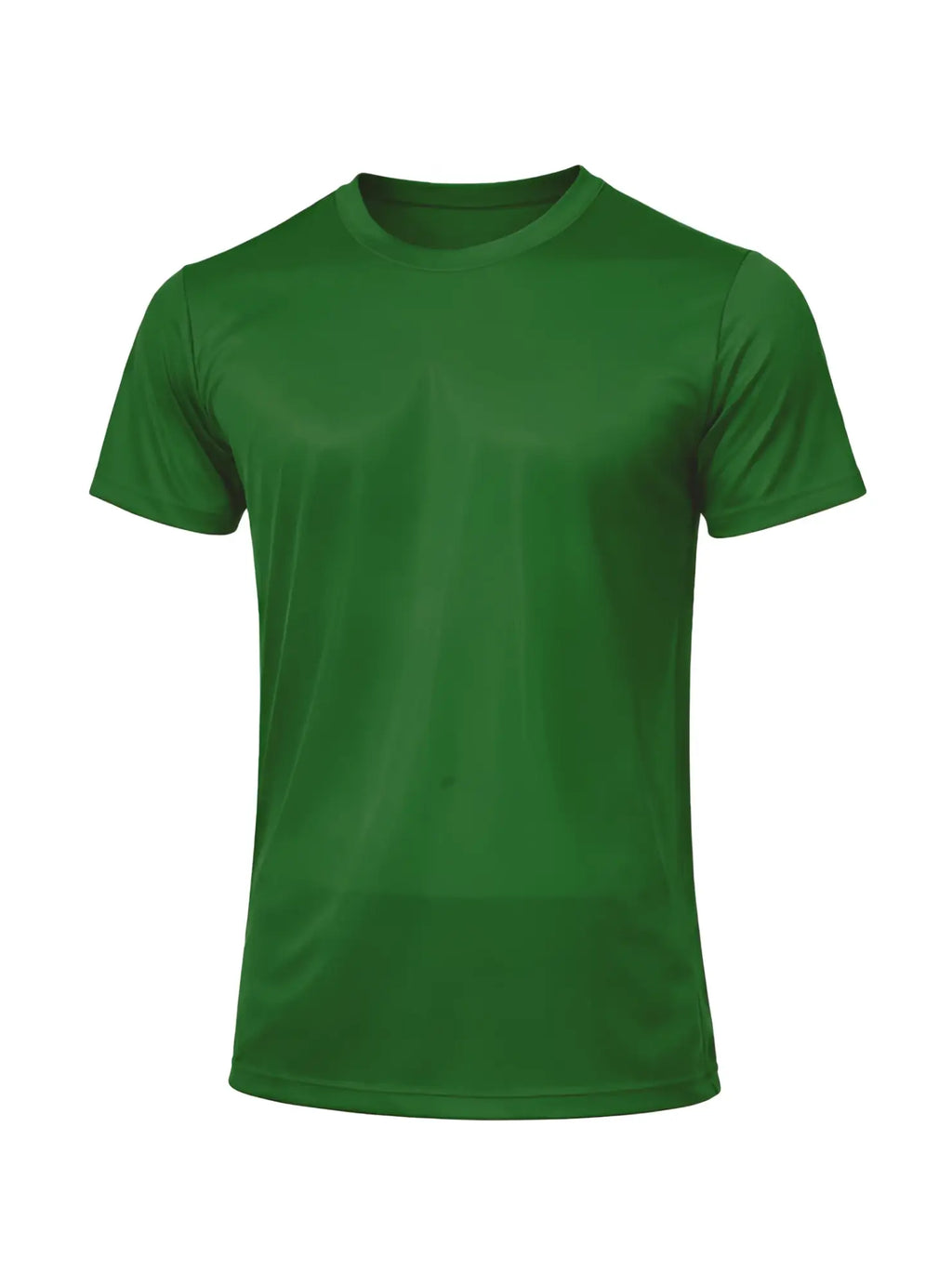 Solid green nylon tricot short-sleeved crew neck t-shirt perfect for casual and active wear