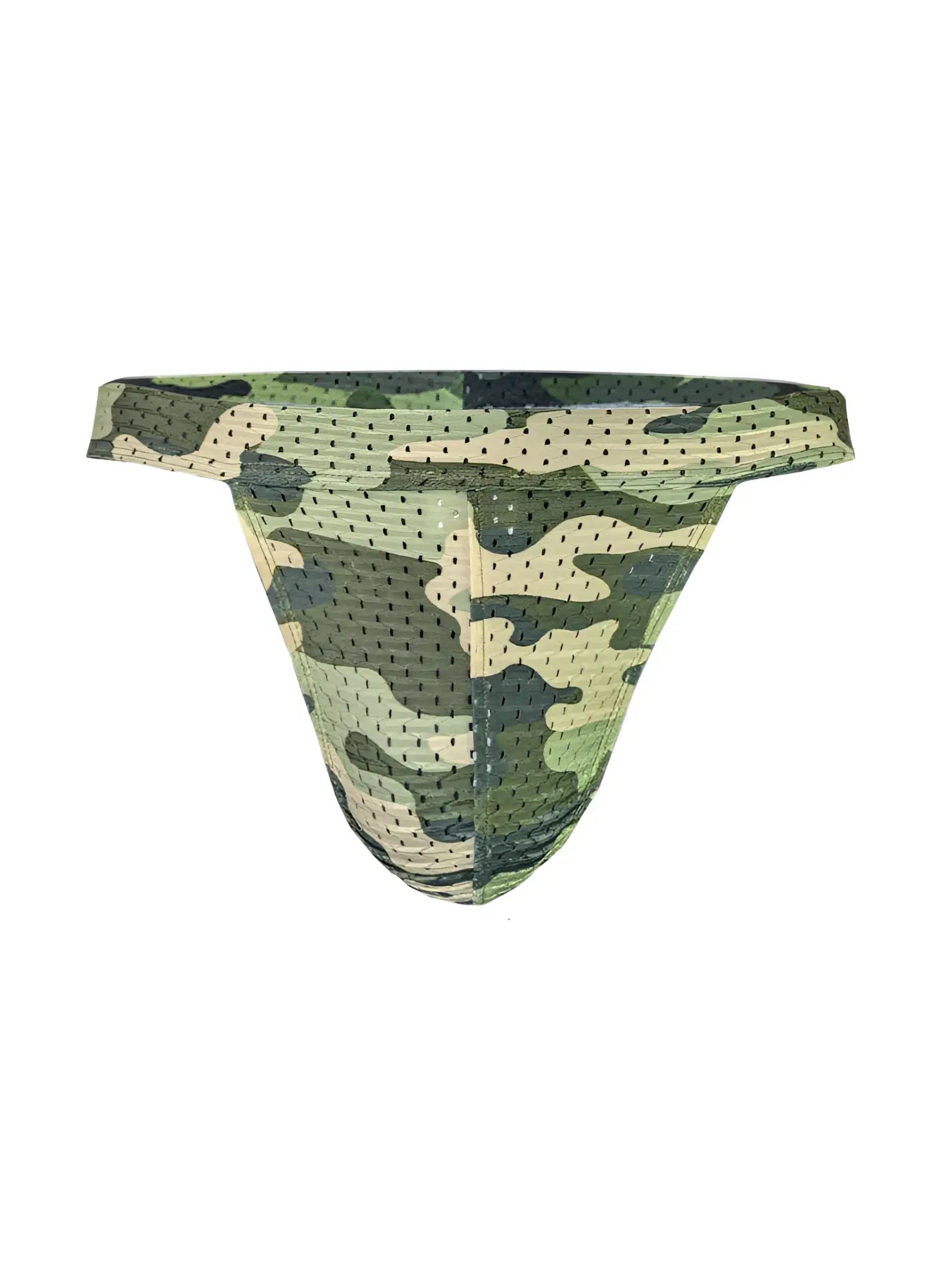 Nylux camo jockstrap green and beige camouflage mesh briefs with breathable fabric for active wear
