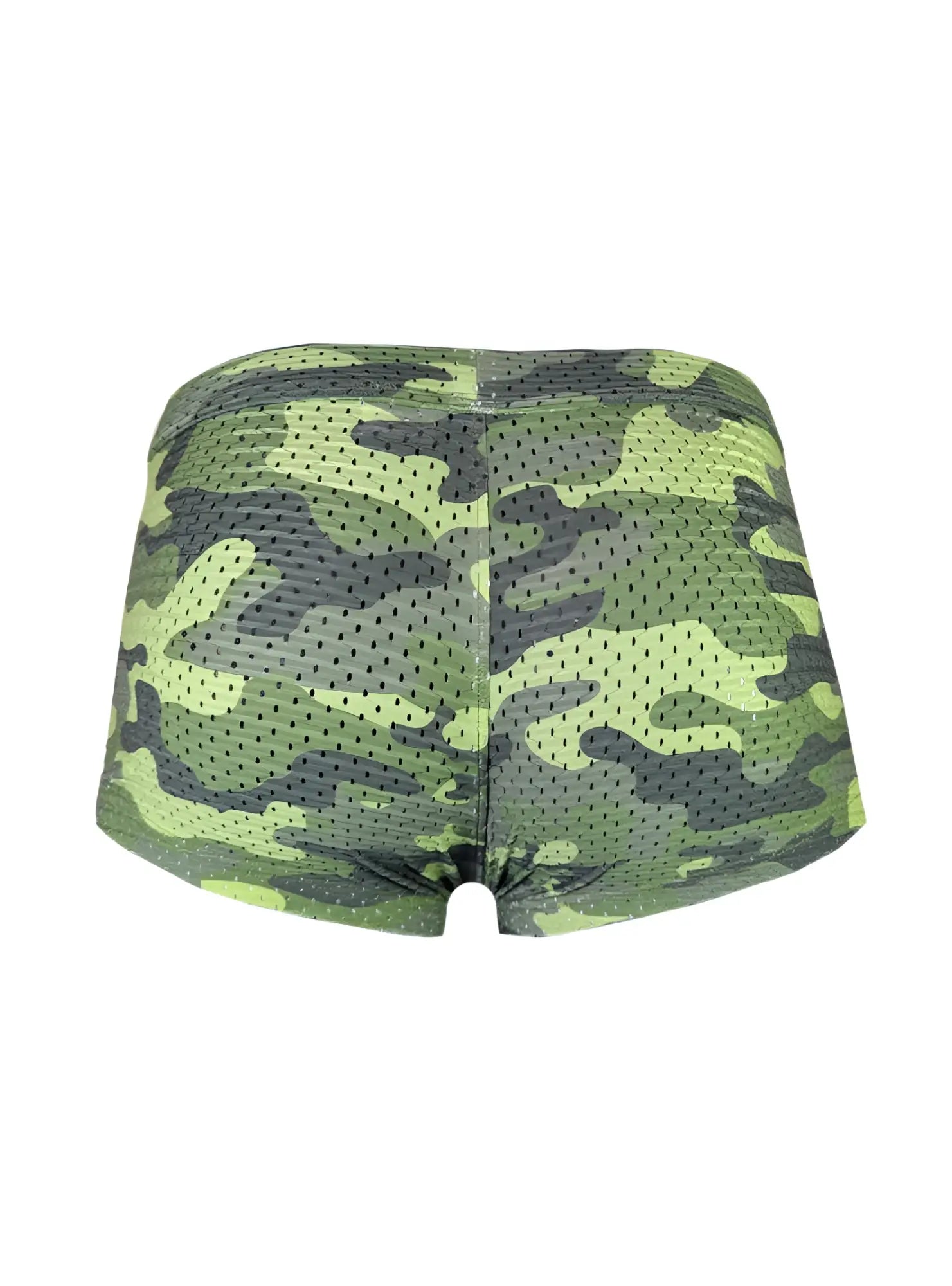 Nylux camo trunk green and black camouflage mesh briefs with breathable lightweight fabric for active wear