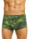 Nylux camo trunk boxer briefs in green camouflage mesh with elastic waistband for breathable comfort and support