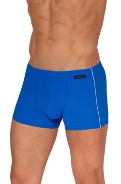 Olaf Benz Blu2550 blue beachpants with a white side stripe and a small black logo on the waistband.