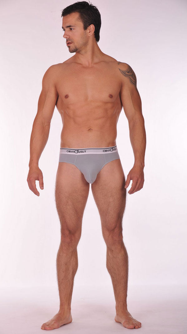 Obviously Pouch Brief Full Cut Unterwäsche Hellgrau PBR Größe S
