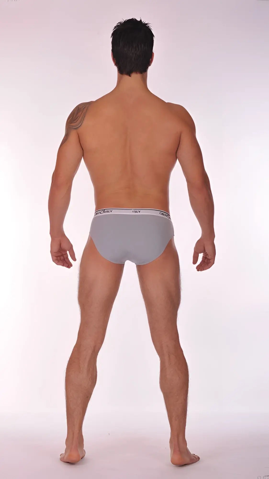 Obviously pouch brief full cut underwear in light grey with white elastic waistband featuring city logo size s