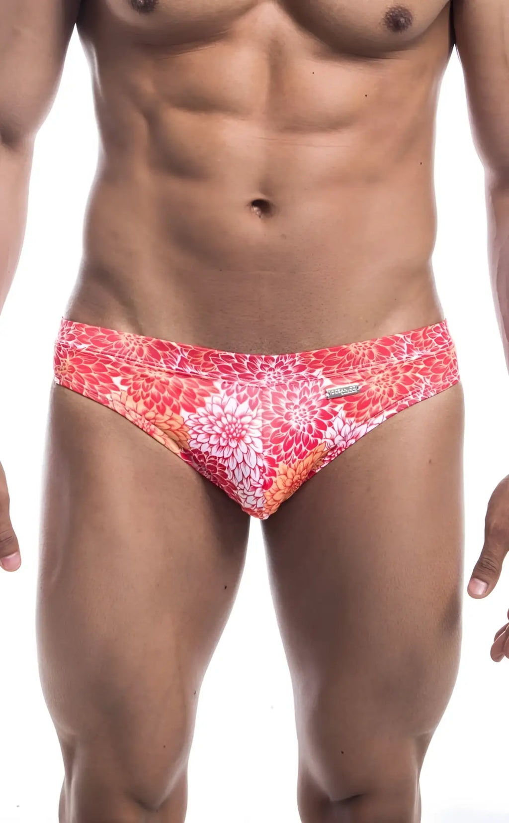Oceanico swim bikini vibrant coral and white floral-patterned swim trunks with sleek modern design for beachwear