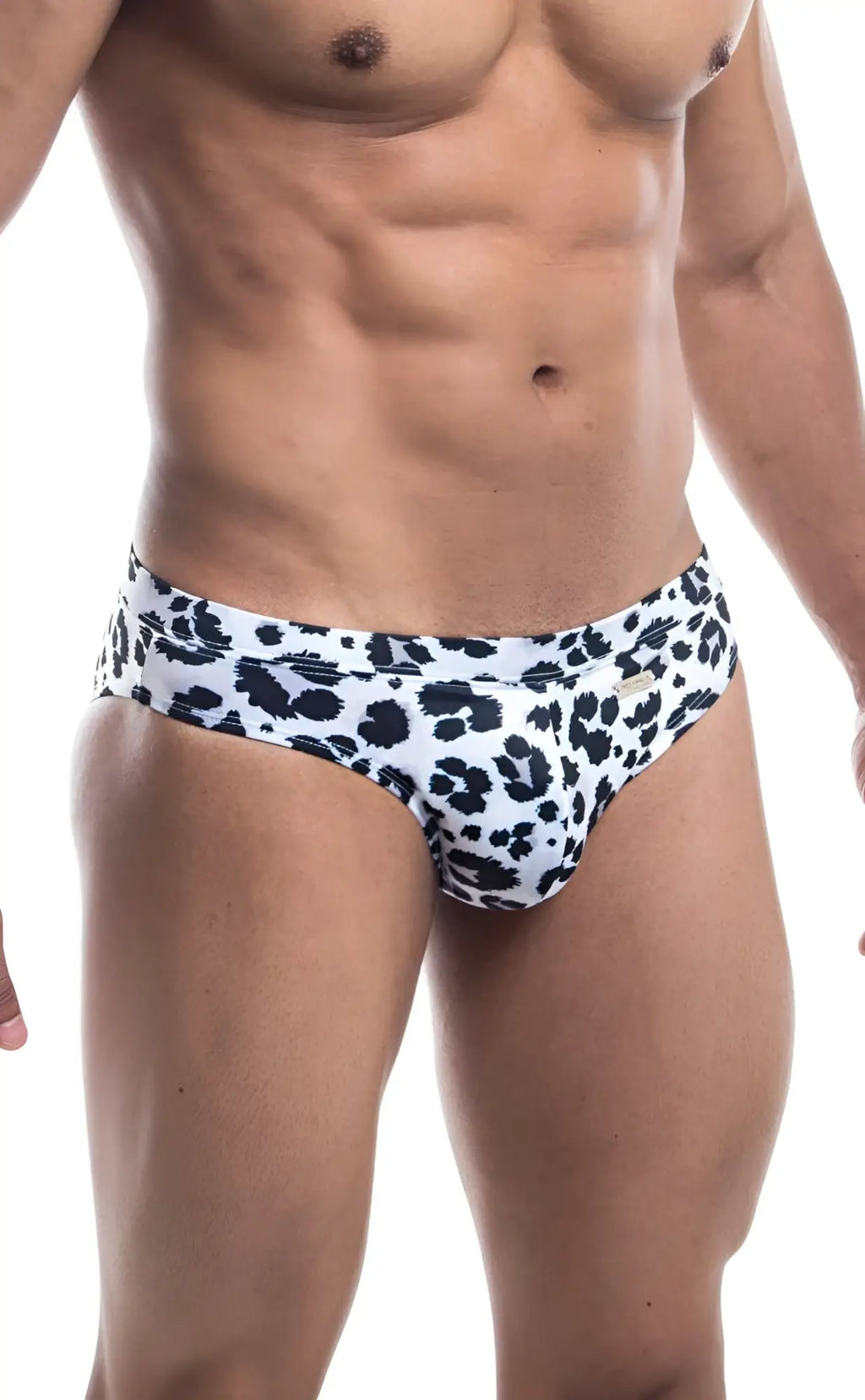 Oceanico swim bikini white briefs with black leopard print pattern for stylish beachwear and swimwear use