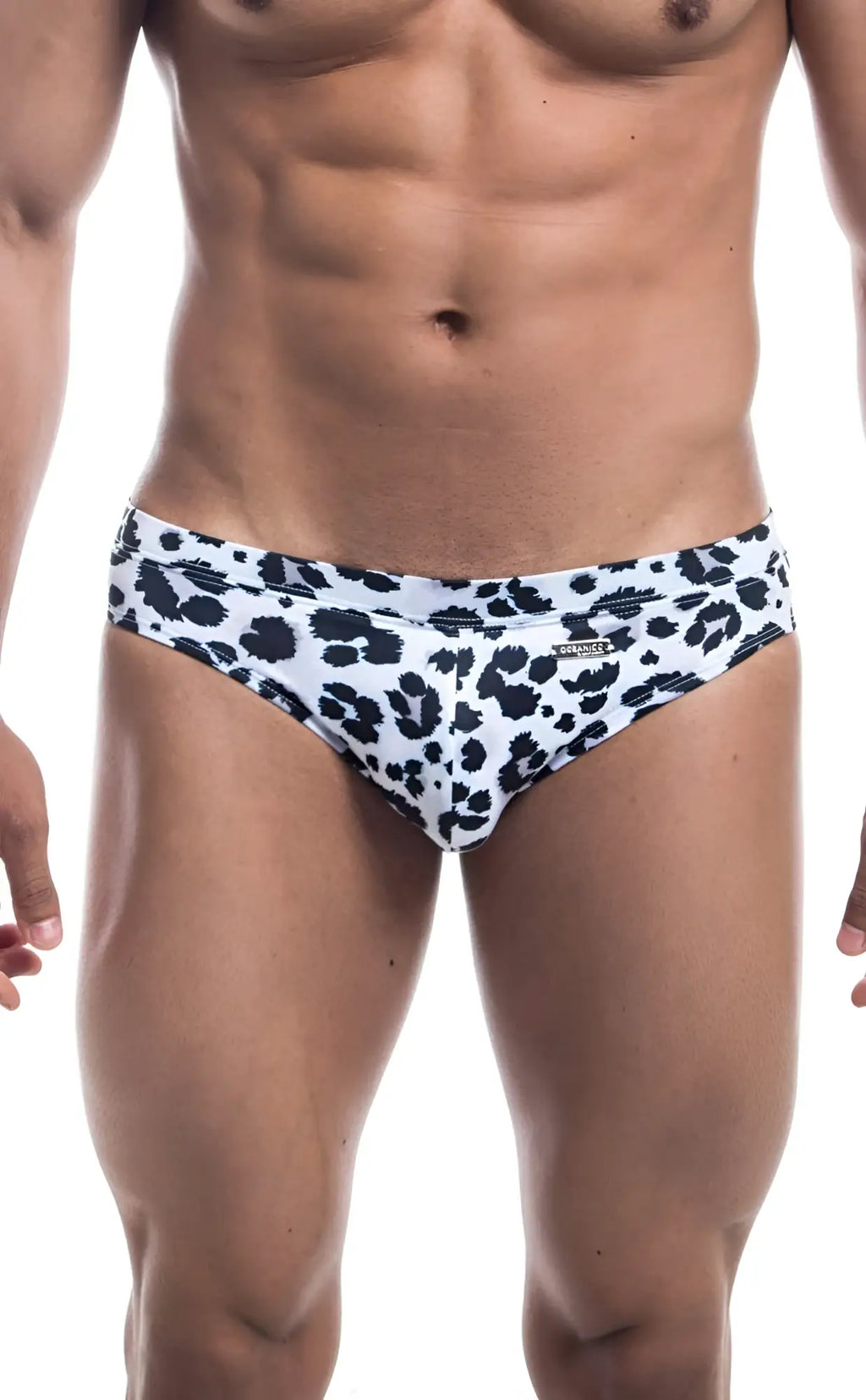 White briefs with black leopard print pattern from oceanico swim bikini made of swim fabric for beachwear