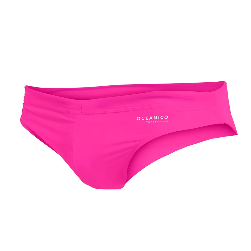 Bright pink oceanico women’s swim briefs with sleek form fitting design perfect for swimwear use
