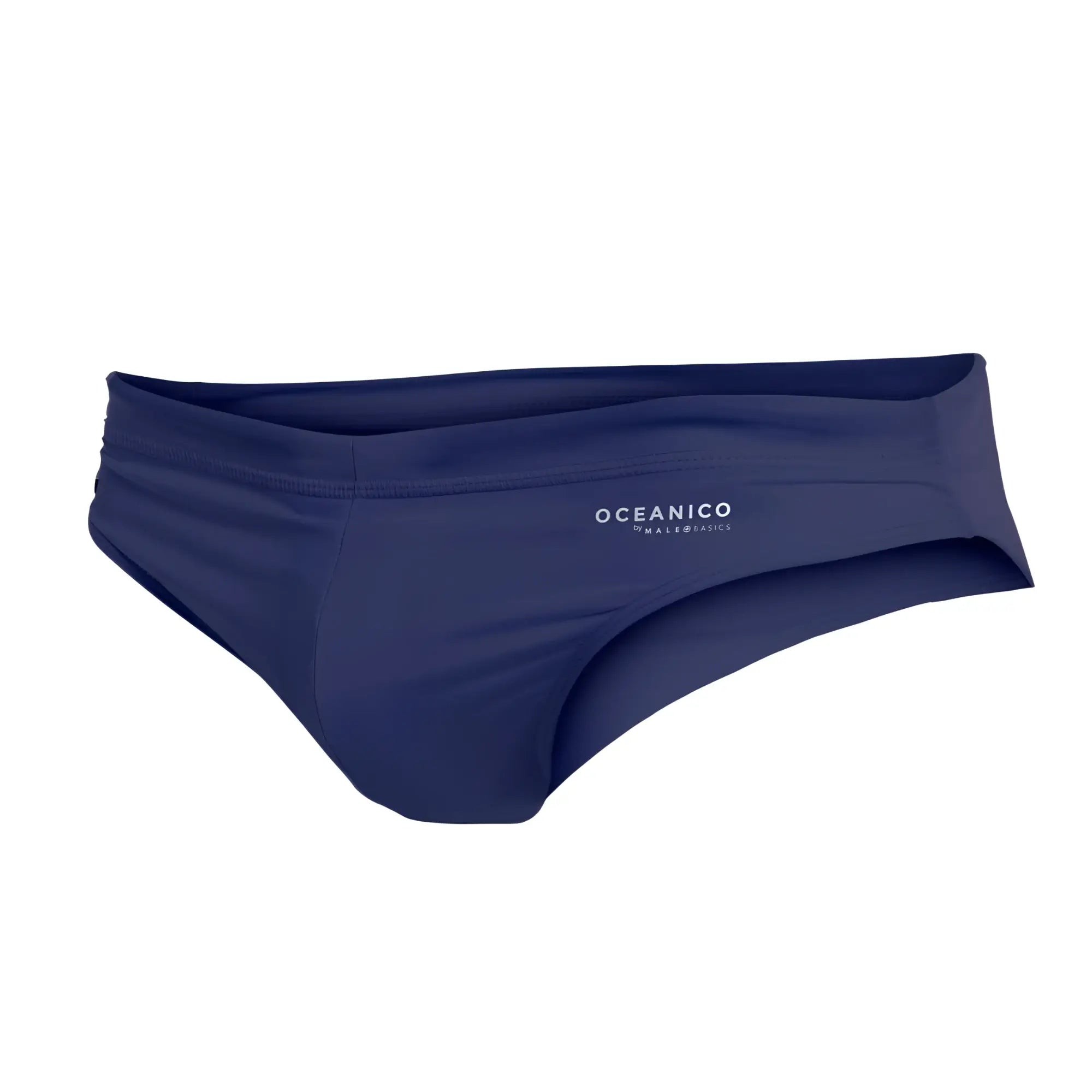 Navy blue oceanico swim briefs with a sleek form-fitting design and subtle white branding on the waistband