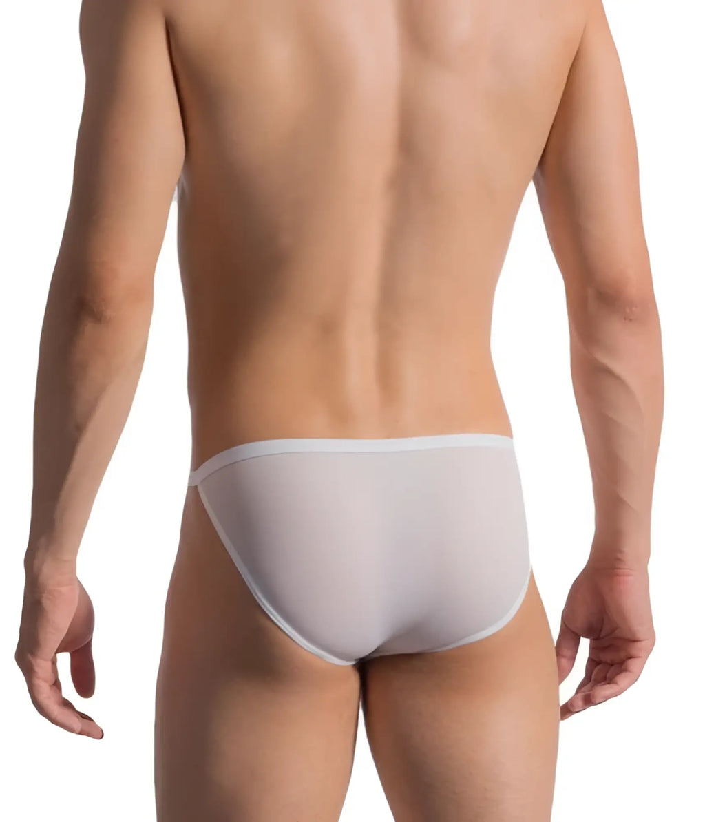 White sheer mesh briefs with solid white waistband by olaf benz 0965 riotanga front view