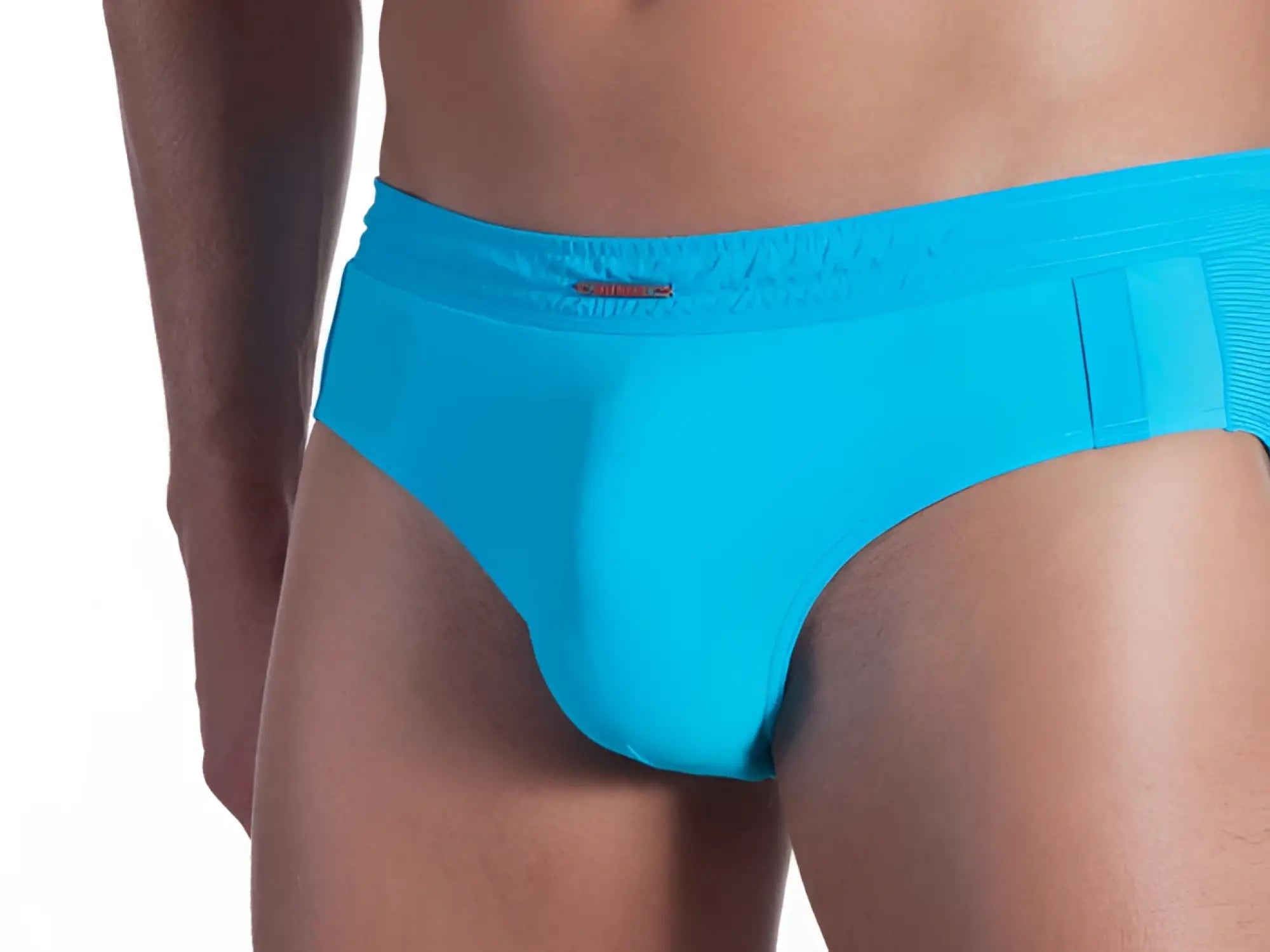 Bright turquoise Olaf Benz BLU 1151 sport bikini swimwear with textured waistband and subtle side panels in size XL