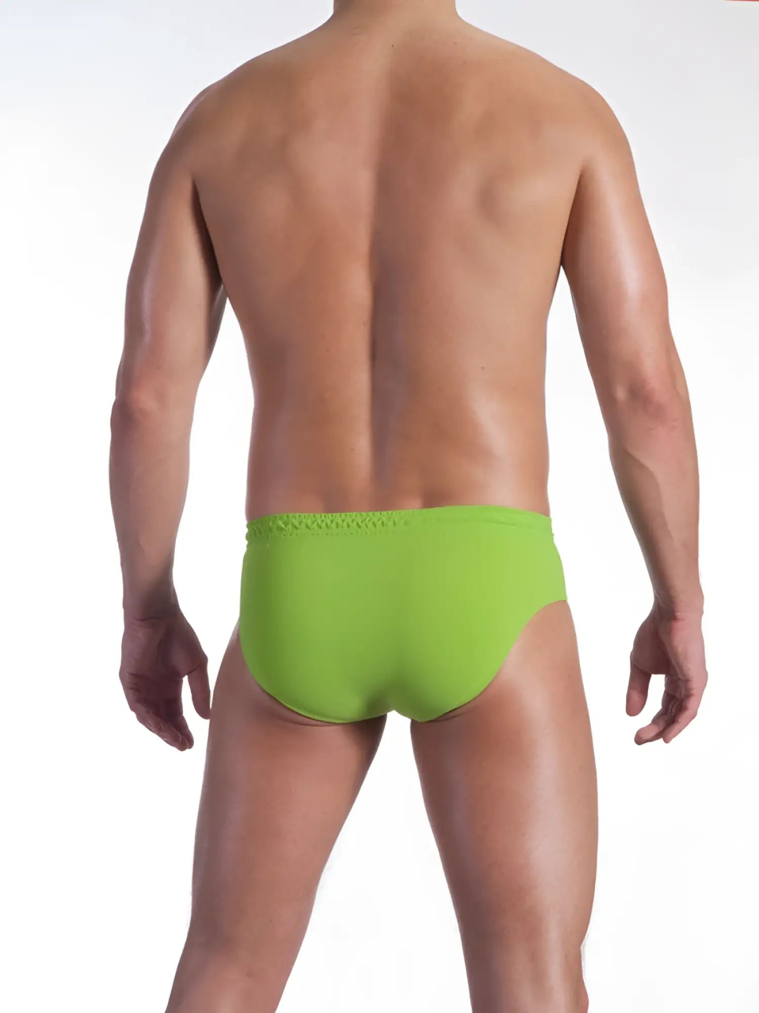 Bright lime green olaf benz blu 1151 sport bikini briefs with textured crochet trim on waistband size xl