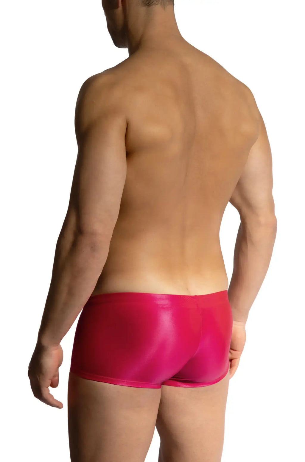 Bright pink glossy latex briefs from OLAF BENZ BLU2453 SUNPANTS with a sleek shiny finish