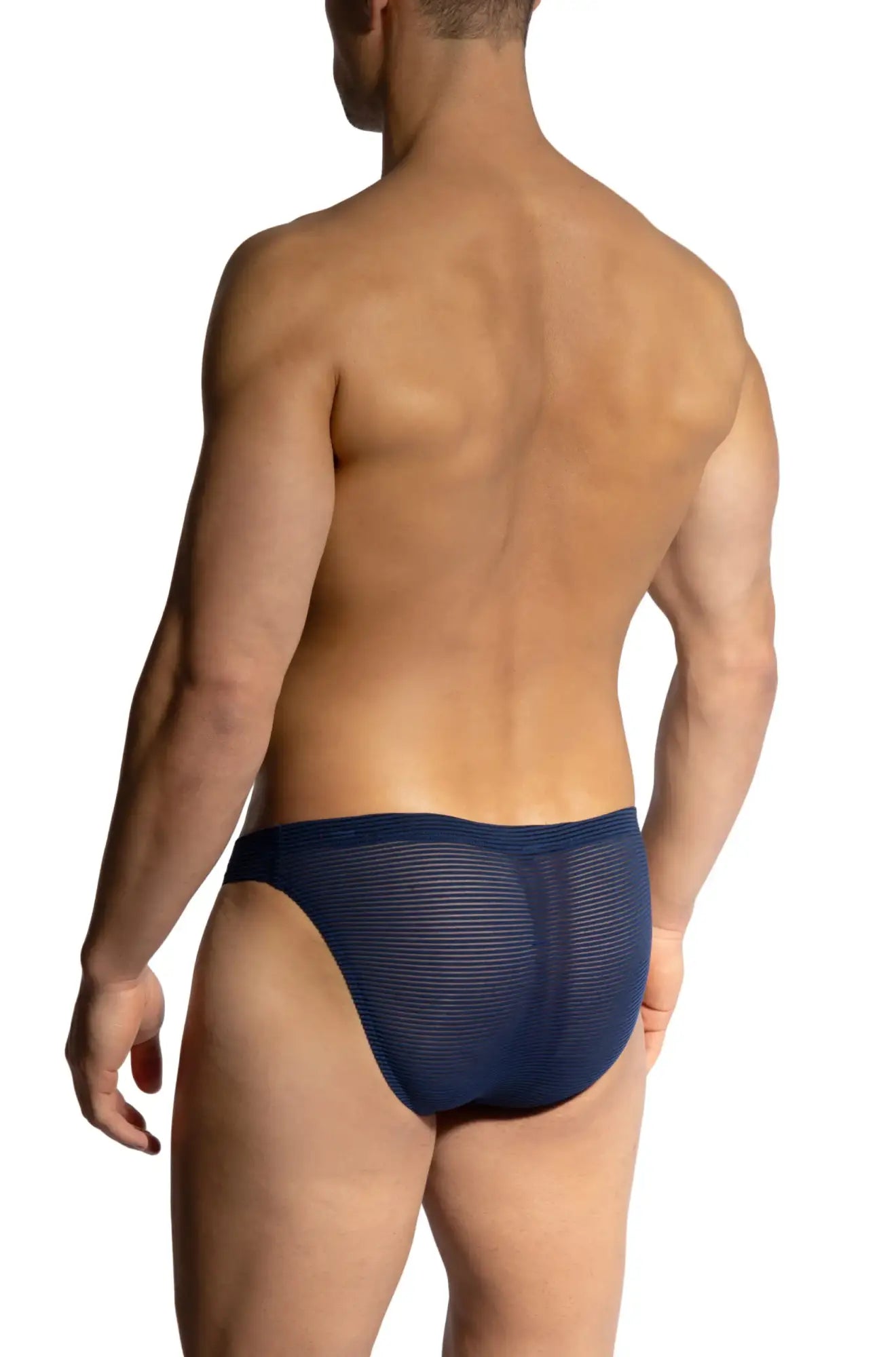 Navy blue mesh Olaf Benz Brazil brief showcasing breathable fabric and a sleek design in the front view