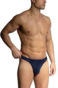Olaf Benz Brazil brief navy blue textured fabric thong with sleek form-fitting design, shown from the back side