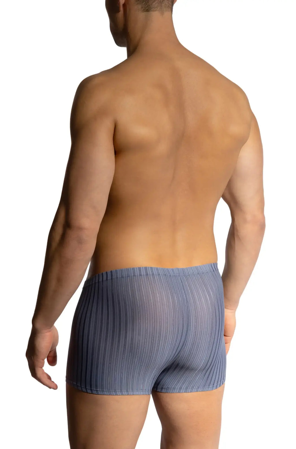 Blue ribbed boxer briefs by olaf benz with a snug form-fitting design for comfortable everyday wear