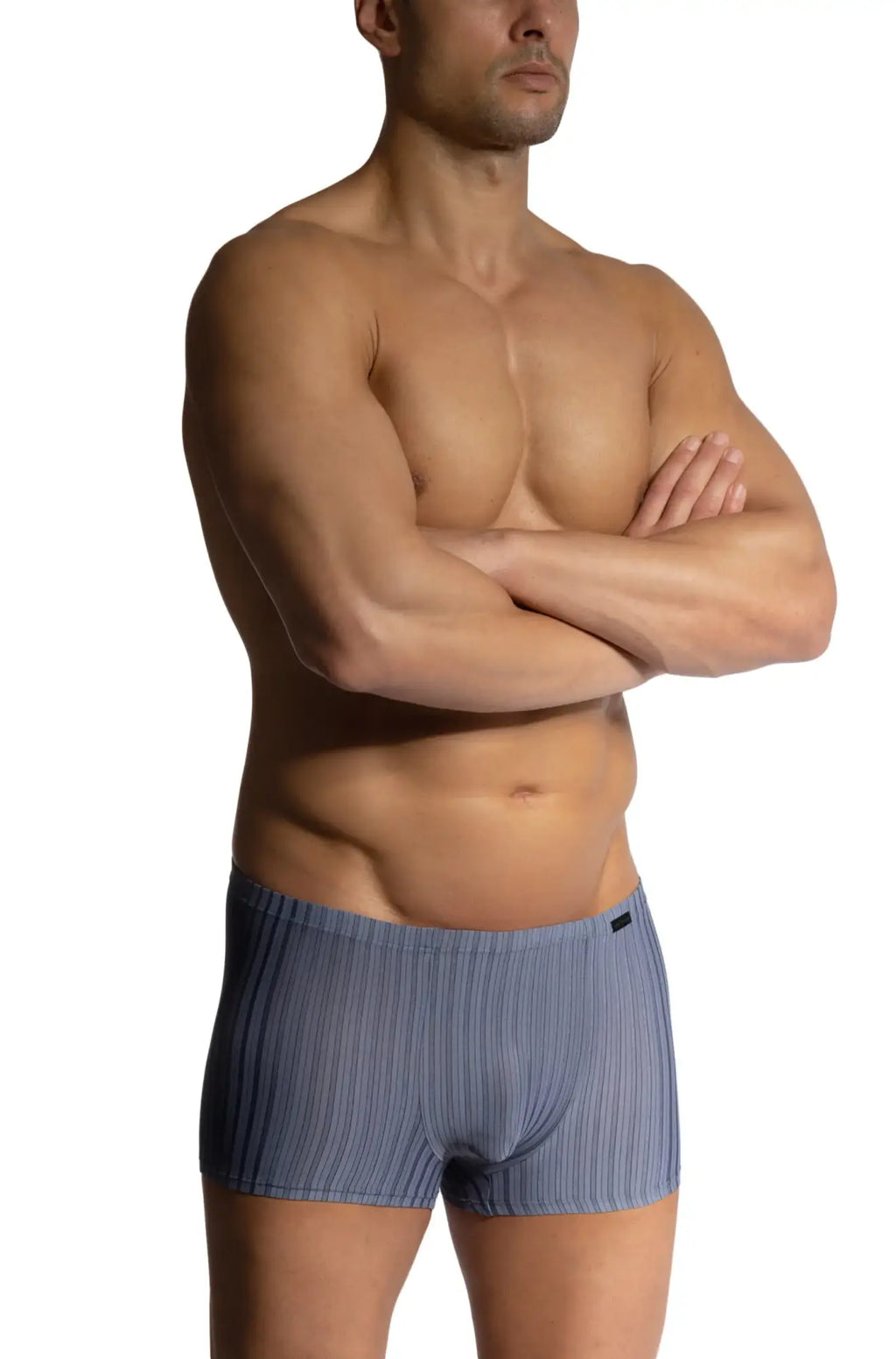 Blue ribbed cotton briefs with a snug fit and elastic waistband from olaf benz minipants collection