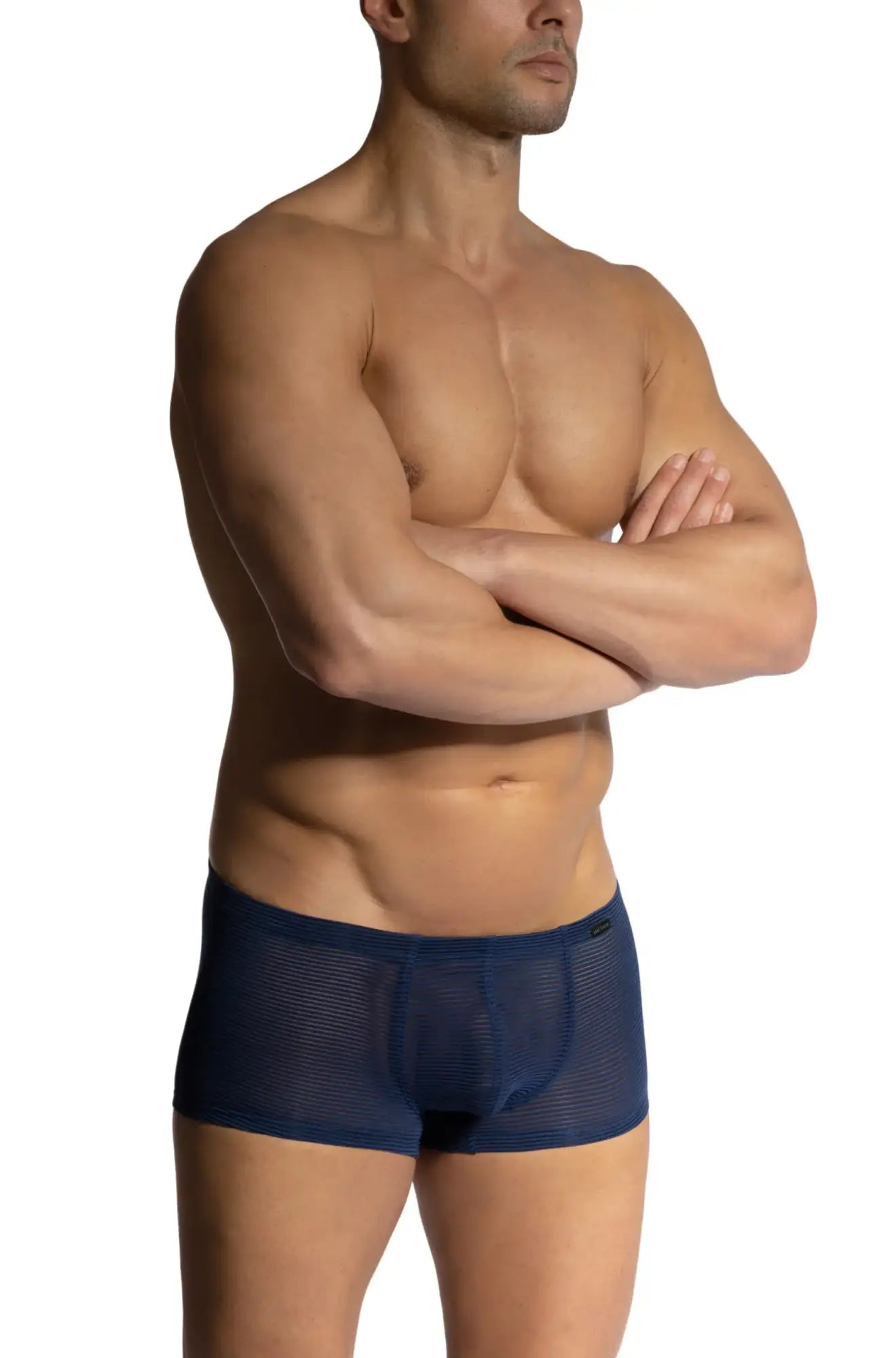 Navy blue mesh briefs showing the back side from olaf benz minipants collection with breathable fabric