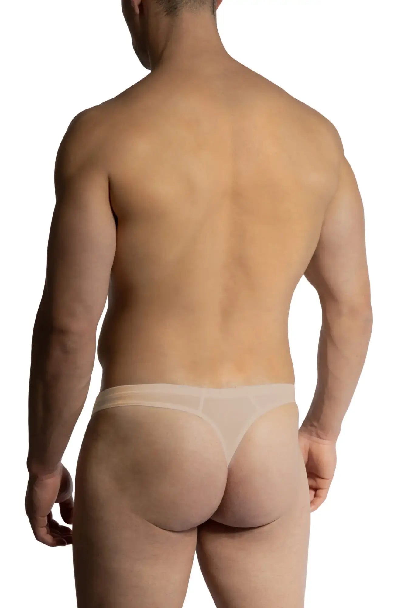 Transparent beige mesh Olaf Benz ministring thong showing sheer material and minimal coverage design