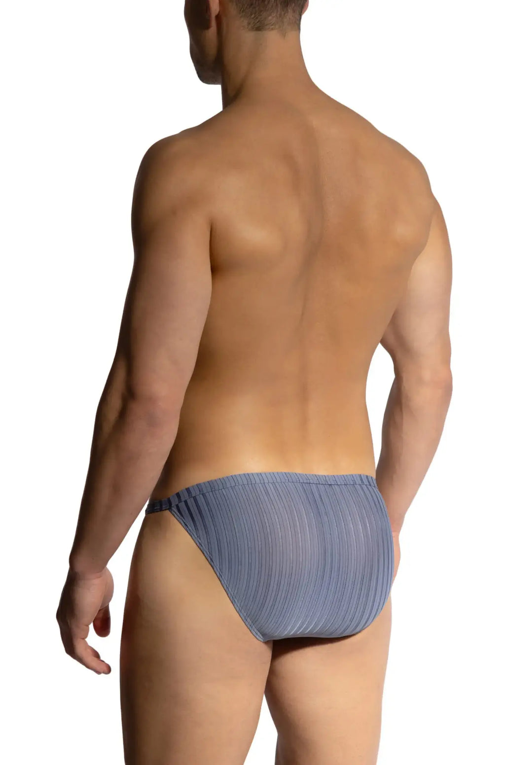 Blue pleated men’s briefs olaf benz riotanga showing the front design in soft breathable fabric