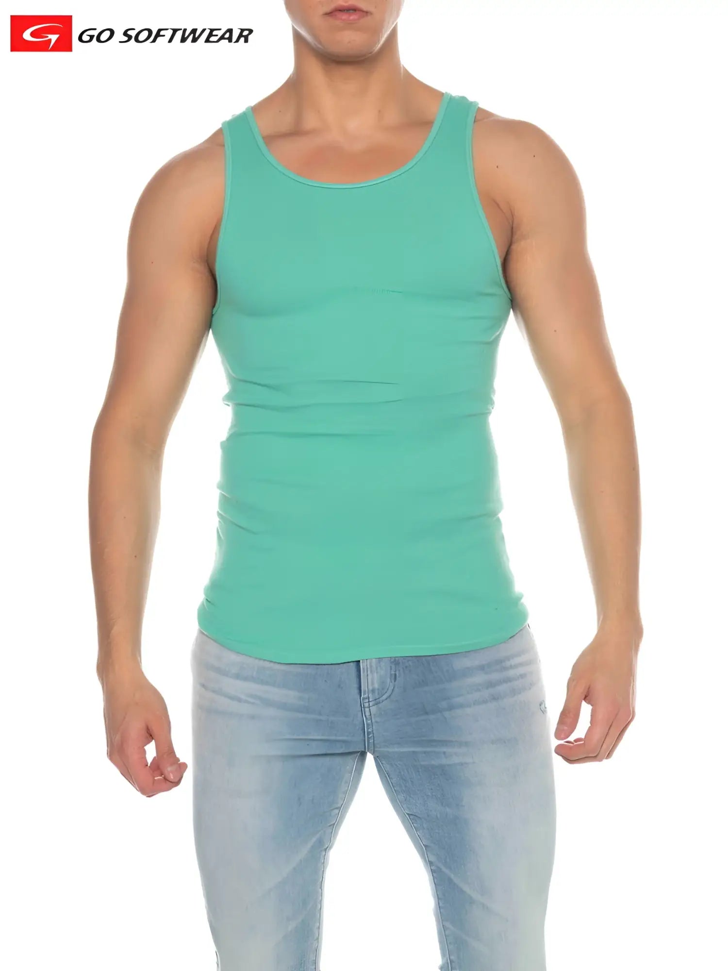 A teal ribbed cotton tank top from go softwear called pacific rib tank top perfect for casual wear