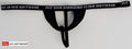 Black mesh thong the package lifter with white put your hardware in our softwear text on waistband by go softwear